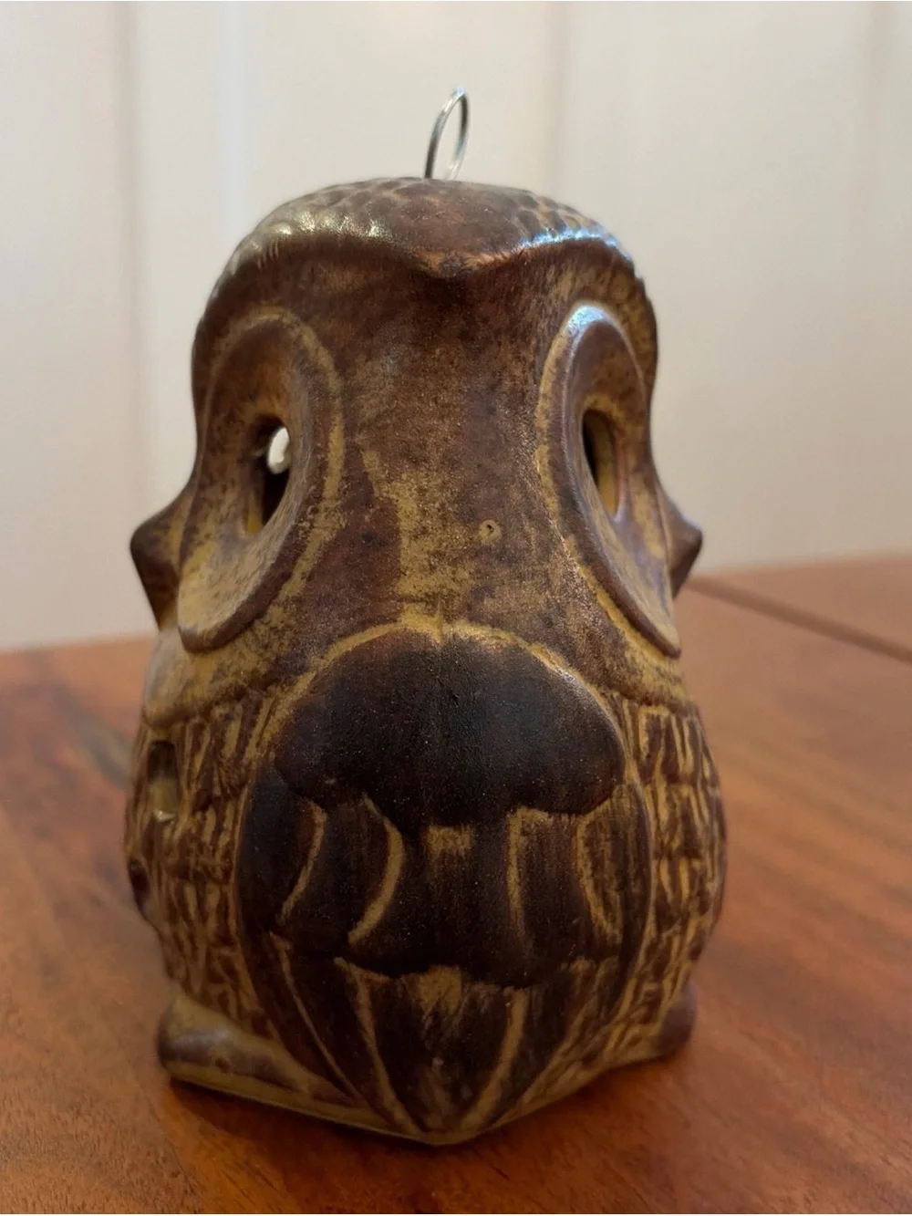 Vintage 1970s Ceramic Owl Tea Light Candle Holder Lantern Two-Sided Cottagecore